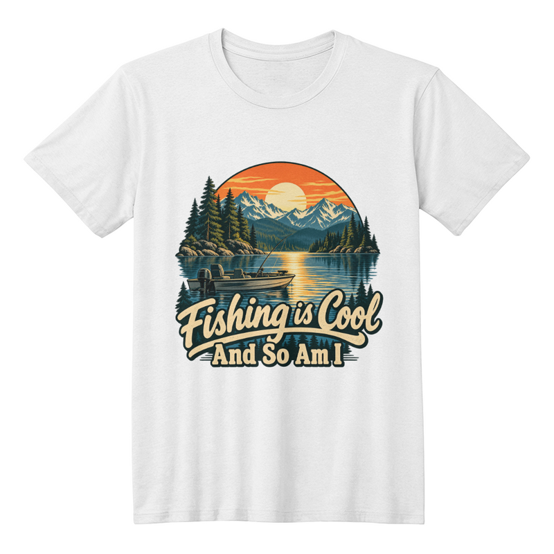 Fishing is Cool and So Am I – Mountain Lake Unisex T-Shirt