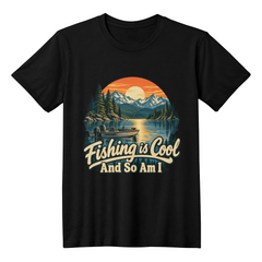 Fishing is Cool and So Am I – Mountain Lake Unisex T-Shirt
