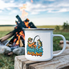 Fishing is Cool and So Am I – Happy Angler 12 oz Enamel Camping Mug