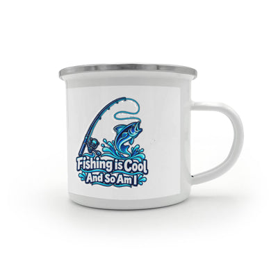 Fishing is Cool and So Am I – Blue Rod 12 oz Enamel Camping Mug