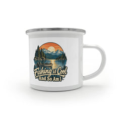 Fishing is Cool and So Am I – Mountain Lake 12 oz Enamel Camping Mug