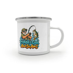 Fishing is Cool and So Am I – Happy Angler 12 oz Enamel Camping Mug