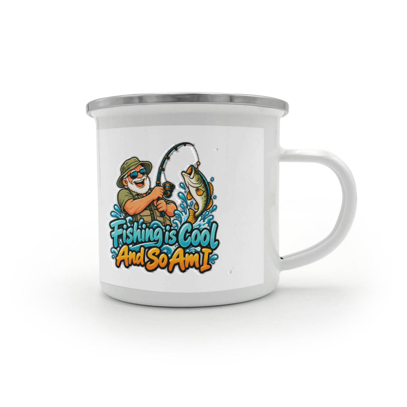 Fishing is Cool and So Am I – Happy Angler 12 oz Enamel Camping Mug