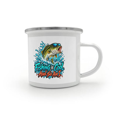Bass Fishing Enamel Mug – Fun Camping Gift for Fishermen