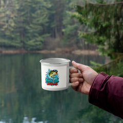 Bass Fishing Enamel Mug – Fun Camping Gift for Fishermen