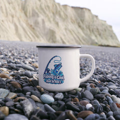 Fishing is Cool and So Am I – Blue Rod 12 oz Enamel Camping Mug
