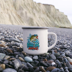 Bass Fishing Enamel Mug – Fun Camping Gift for Fishermen