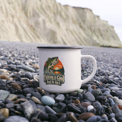 Fishing is Cool and So Am I – Sunset Bass 12 oz Enamel Camping Mug